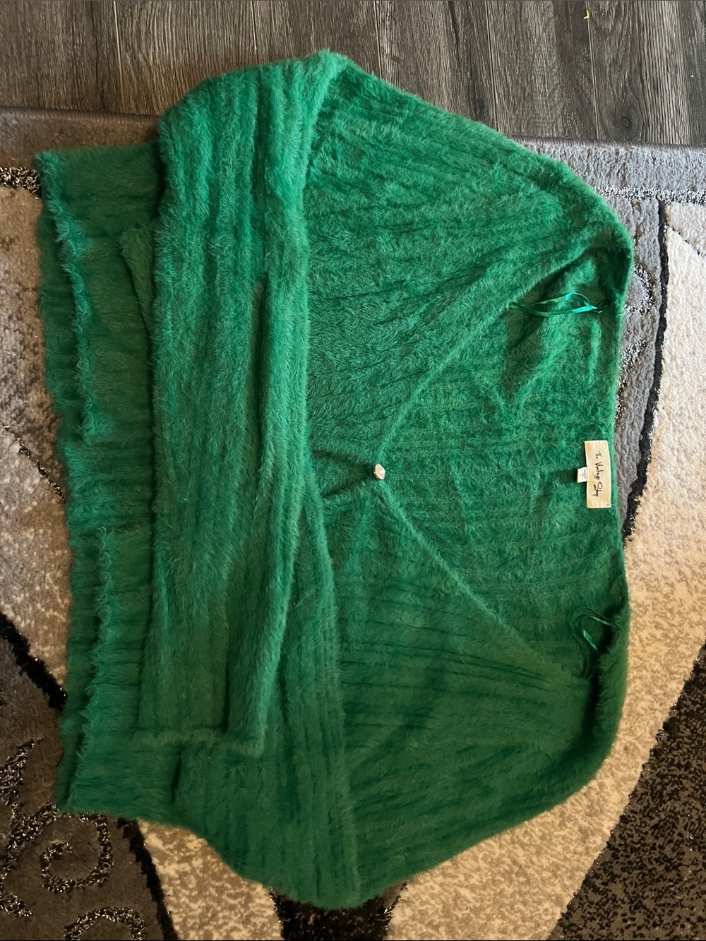 The Vintage Shop Emerald Green Fuzzy Open Cardigan